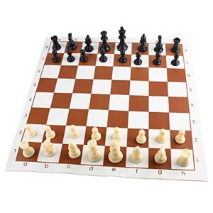 Andux Chess Game Set Chess Pieces and Rollable Board QPXQ-01 (Brown,42x42cm)