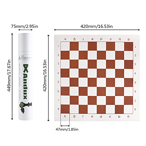 Andux Chess Game Set Chess Pieces and Rollable Board QPXQ-01 (Brown,42x42cm)