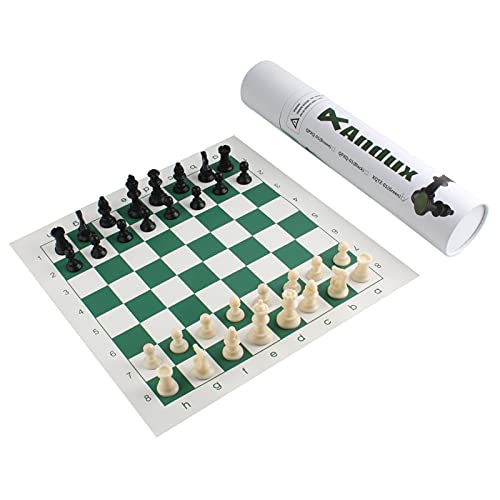 Andux Chess Game Set Chess Pieces and Rollable Board XQTZ-01 (Green,35x35cm)