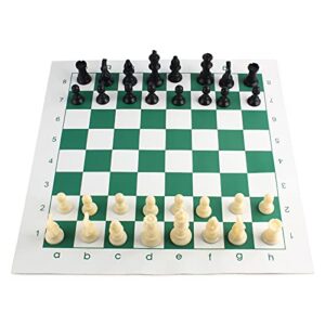 Andux Chess Game Set Chess Pieces and Rollable Board XQTZ-01 (Green,35x35cm)