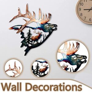 ArtsyCase Home Collection Metal Wall Decor, Elk Deer Metal Wall Art Sculpture Silhouette Craft with Rustic Cabin Décor Finish Wall Decor Hanging for Living Room, Bedroom, Bathroom Indoor, 12.8 inch