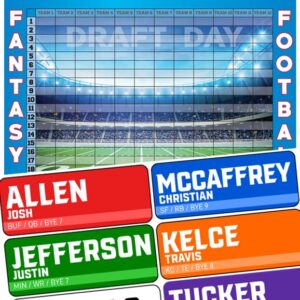 Fantasy Football Draft Board 2023-2024 - Color Rush Labels & Draft Board - Fantasy Football Draft Kit