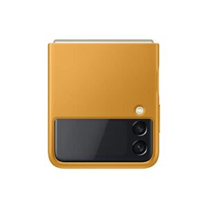 samsung galaxy z flip3 leather cover - official case - mustard