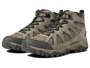 merrell oakcreek mid shoes for men offers waterproof, lace closure, and man-made outsole boulder 11 m