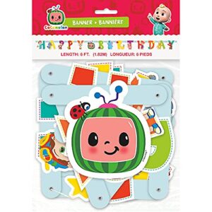 unique happy birthday large jointed cocomelon i pack of 1 banner, 6.5ft, multicolor