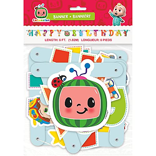 Unique Happy Birthday Large Jointed Cocomelon I Pack of 1 Banner, 6.5ft, Multicolor