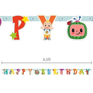 Unique Happy Birthday Large Jointed Cocomelon I Pack of 1 Banner, 6.5ft, Multicolor