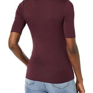 Amazon Essentials Women's Slim-Fit Half Sleeve Square Neck T-Shirt, Burgundy, Large