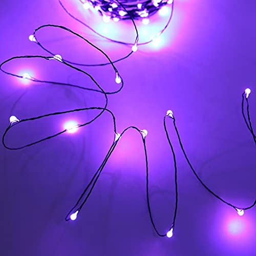 Twinkle Star 33 FT 120 LED Outdoor Solar String Lights, Solar Powered Halloween Decorative Fairy Lights with 8 Modes, Waterproof Black Wire Light Christmas Patio Yard Wedding Party, Purple, 2 Pack