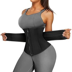 cydream women latex waist trainer belt waist cincher trimmer sport girdle corset tummy control body shaper slim belly band (xx-large, black)