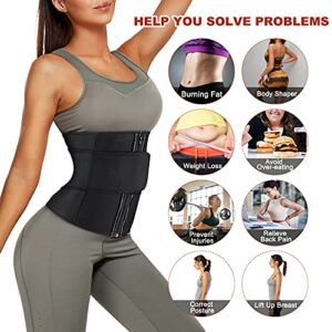 CYDREAM Women Latex Waist Trainer Belt Waist Cincher Trimmer Sport Girdle Corset Tummy Control Body Shaper Slim Belly Band (XX-Large, Black)