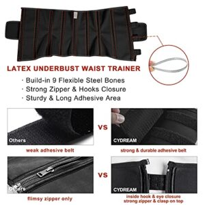 CYDREAM Women Latex Waist Trainer Belt Waist Cincher Trimmer Sport Girdle Corset Tummy Control Body Shaper Slim Belly Band (XX-Large, Black)