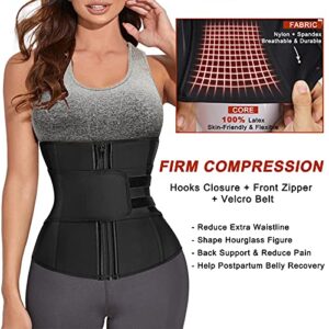 CYDREAM Women Latex Waist Trainer Belt Waist Cincher Trimmer Sport Girdle Corset Tummy Control Body Shaper Slim Belly Band (XX-Large, Black)