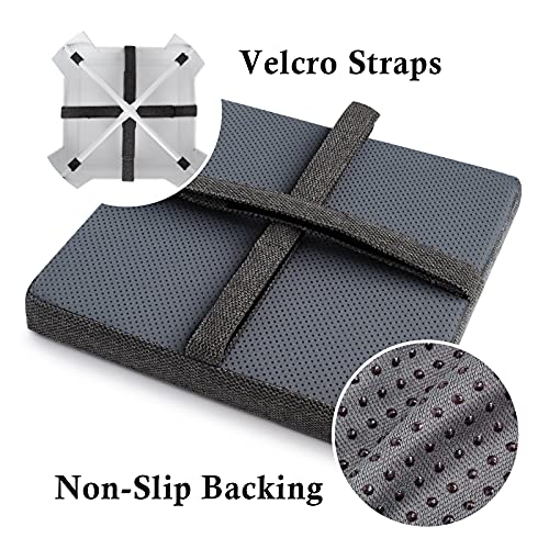 Tromlycs Bar Stool Seat Cushion Square with 4 Velcro Straps Slip Resistant Textured Fabric Indoor Outdoor Small Metal 12x12 Inches Chair Cushion Stool Cover - Black Gray (1 Pack)