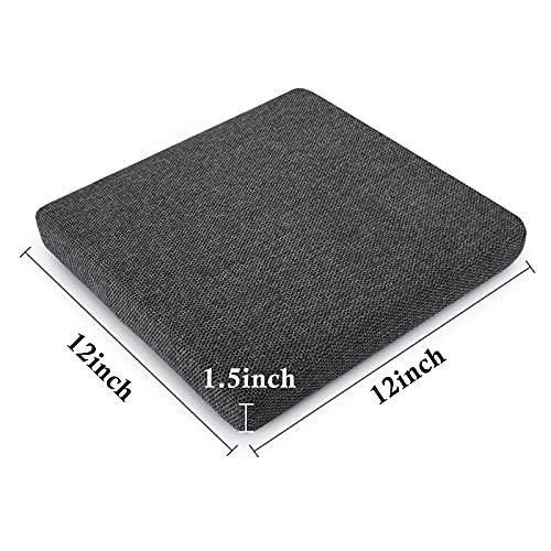 Tromlycs Bar Stool Seat Cushion Square with 4 Velcro Straps Slip Resistant Textured Fabric Indoor Outdoor Small Metal 12x12 Inches Chair Cushion Stool Cover - Black Gray (1 Pack)