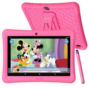 contixo kids tablet k102, 10-inch hd, ages 3-7, toddler tablet with camera, parental control, android 10, 32gb, wifi, learning tablet for children with teacher's approved apps and kid-proof case, pink