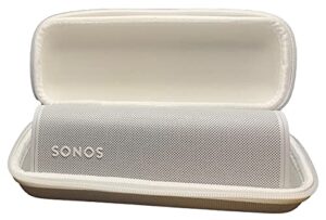 solvacom compact zippered sonos roam travel case – zip up carrier storage box zipper bag for carrying sonos roam portable bluetooth speaker (white)
