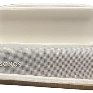 Solvacom Compact Zippered Sonos Roam Travel Case – Zip Up Carrier Storage Box Zipper Bag for Carrying Sonos Roam Portable Bluetooth Speaker (White)