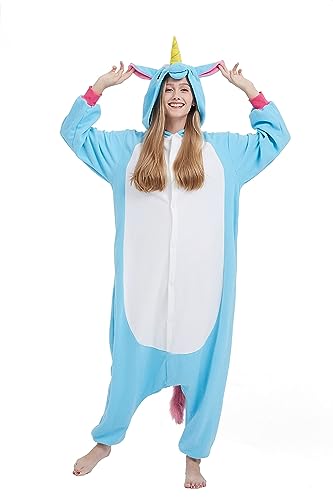 SimZoo Adult Animal Onesie Pajamas, Men and Women's Unicorn Costume Sleepwear, One-Piece Unisex Homewear