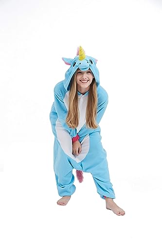 SimZoo Adult Animal Onesie Pajamas, Men and Women's Unicorn Costume Sleepwear, One-Piece Unisex Homewear