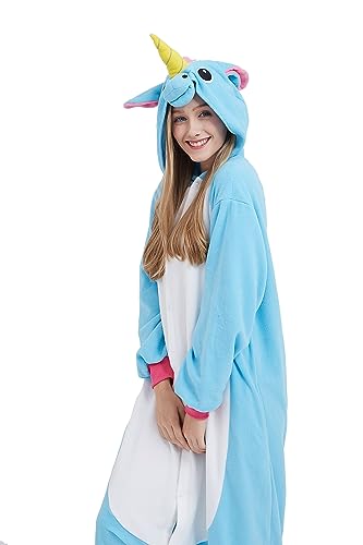 SimZoo Adult Animal Onesie Pajamas, Men and Women's Unicorn Costume Sleepwear, One-Piece Unisex Homewear