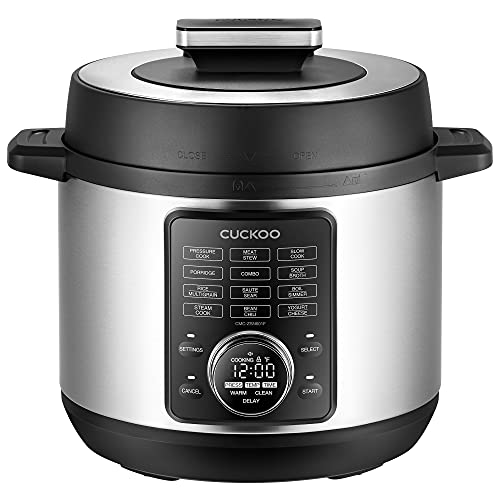 Cuckoo CMC-ZSN601F 8-in-1 Electric Pressure Cooker, Slow Cooker, Sauté, Steamer, Warmer, Sous Vide, 20 Menu Options, Stainless Steel Inner Pot, 6 QT, Black