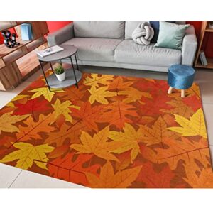 alaza happy thanksgiving day maple leaf fall non slip area rug 5' x 7' for living dinning room bedroom kitchen hallway office modern home decorative