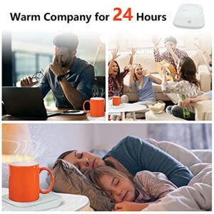 Kerjthu Coffee Mug Warmer, Smart Cup Warmer for Desk with Gravity-Induction & 3-Temperature Control, White Beverage Warmer for Coffee, Tea, Milk, Tea Warmer Gift for Mother, Father