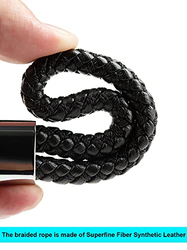 Key Chain for Car Keys Organizer Accessories with D-ring Braided Microfiber Leather Lanyard Universal Car Keychain (Black)