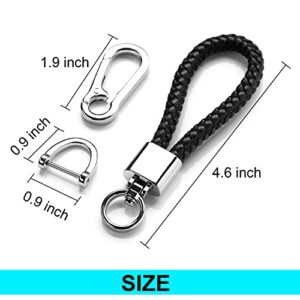 Key Chain for Car Keys Organizer Accessories with D-ring Braided Microfiber Leather Lanyard Universal Car Keychain (Black)