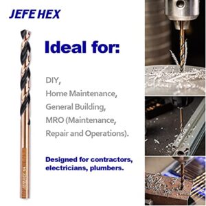 JEFE HEX 3/32 Inch HSS Jobber Length Twist Drill Bits, 135 Degree Split Point, Ideal for drilling on Steel, Copper, Wood, Plastics, Aluminum, Zinc Alloy. Drill bits for Industry, MRO and DIY Use. (Pack of 12)