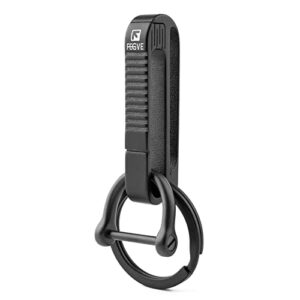 tisur belt loop keychain clip, titanium key fob holder with detachable black titanium key ring for duty belt, car key chain gifts for men women (rk1+d)