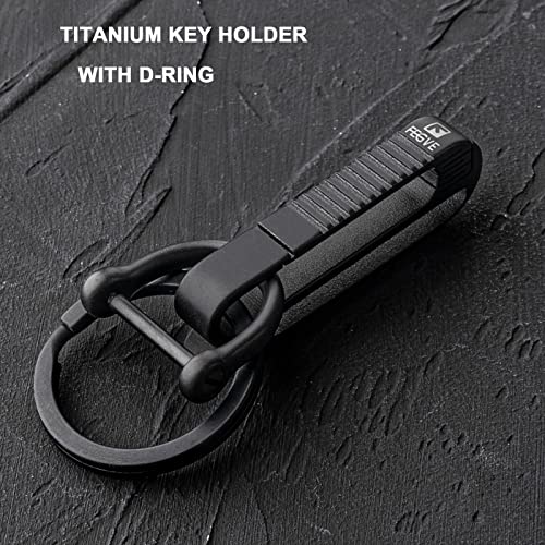 TISUR Belt Loop Keychain Clip, Titanium Key Fob Holder with detachable black Titanium key ring for duty belt, Car key Chain Gifts for Men Women (RK1+D)