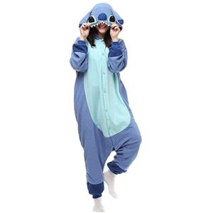 unisex adult onesie animal pajamas,halloween cosplay costumes,cartoon costumes party wear(blue xl)