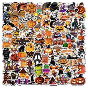 100pcs non-repeating halloween pumpkin theme stickers, vinyl waterproof holiday party stickers, kids and youth adult party favors gifts