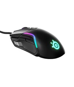steelseries rival 5 gaming mouse with prismsync rgb lighting and 9 programmable buttons � fps, moba, mmo, battle royale � 18,000 cpi truemove air optical sensor - black (renewed)
