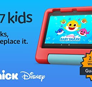 Amazon Fire 7 Kids tablet, ages 3-7. Top-selling 7" kids tablet on Amazon - 2022. Set time limits, age filters, educational goals, and more with parental controls, Red