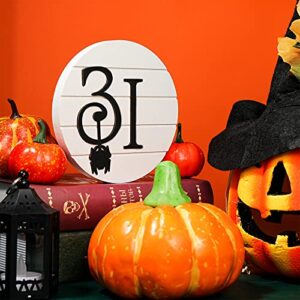 Halloween Round Wooden Sign Figure 31 Table Sign Shiplap Halloween Freestanding Block Sign Tabletop Halloween Front Door Decor for Home Outdoor Indoor Party Decoration (Black)