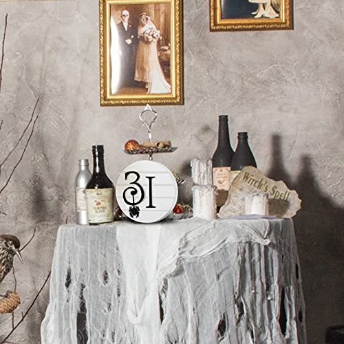 Halloween Round Wooden Sign Figure 31 Table Sign Shiplap Halloween Freestanding Block Sign Tabletop Halloween Front Door Decor for Home Outdoor Indoor Party Decoration (Black)