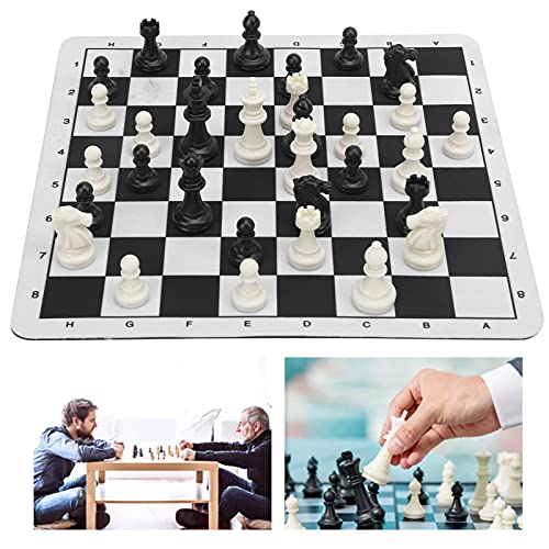 VBESTLIFE Tournament Chess Set Portable International Standard Chess Game Set with Roll Up Rubber Chessboard Chess, Leisure Sports