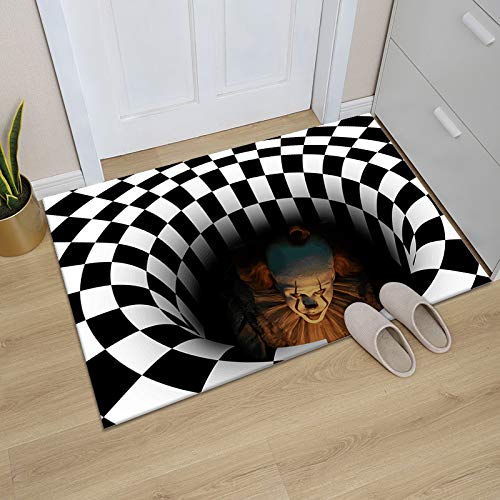 Christmas Clown Door Mat, 19.6X31.5 inch 3D Vortex Carpet, Thanksgiving 3D Clown Decorations Halloween Doormat Scary Welcome Door Mats Outside Area Rug Bath Mat Hearth Floor Stair Carpet