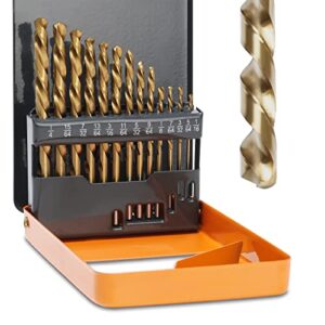 lichamp left hand drill bit set for metal sheet, 13-piece genuine m2 hss twist reverse drill bits, 13 sizes from 1/16 to 1/4 inches