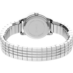 Timex Women's Easy Reader 25mm Perfect Fit Watch – Silver-Tone Case White Dial with Silver-Tone Expansion Band