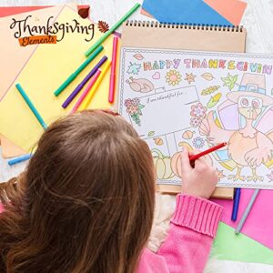 【New】 Thanksgiving Placemat for Kid, Table mat Coloring Activity Paper Crafts to Write Thankful List by Children, 20* Sunflower Maple Leaves Pumpkin Gnomes Turkey Give Thanks Placemats for Kid Gift