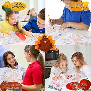 【New】 Thanksgiving Placemat for Kid, Table mat Coloring Activity Paper Crafts to Write Thankful List by Children, 20* Sunflower Maple Leaves Pumpkin Gnomes Turkey Give Thanks Placemats for Kid Gift