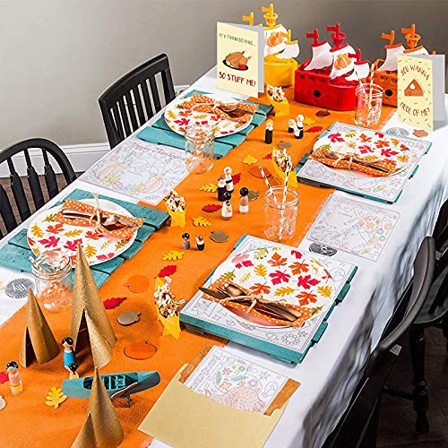 【New】 Thanksgiving Placemat for Kid, Table mat Coloring Activity Paper Crafts to Write Thankful List by Children, 20* Sunflower Maple Leaves Pumpkin Gnomes Turkey Give Thanks Placemats for Kid Gift