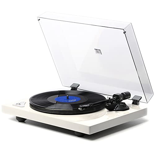 Belt Drive Turntable, Vinyl Record Player with Bluetooth Connection, Built-in Preamp, Support 33 1/3 & 45RPM Speeds, Adjustable Counterweight, AT-3600L, Full Piano Lacquer (Pearl White)