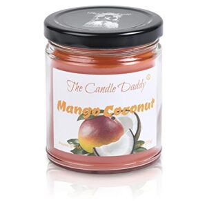 the candle daddy - mango coconut - tropical mango & coconut scented jar candle- maximum scent wax candle- 6 ounces