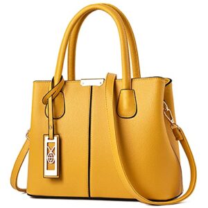 chicarousal purses and handbags for women leather crossbody bags women's tote shoulder bag (yellow)