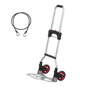 Dolly Cart with Ropes,Steel Folding Hand Truck 180lb Capacity with Telescoping Handle and 2 Rubber Wheels